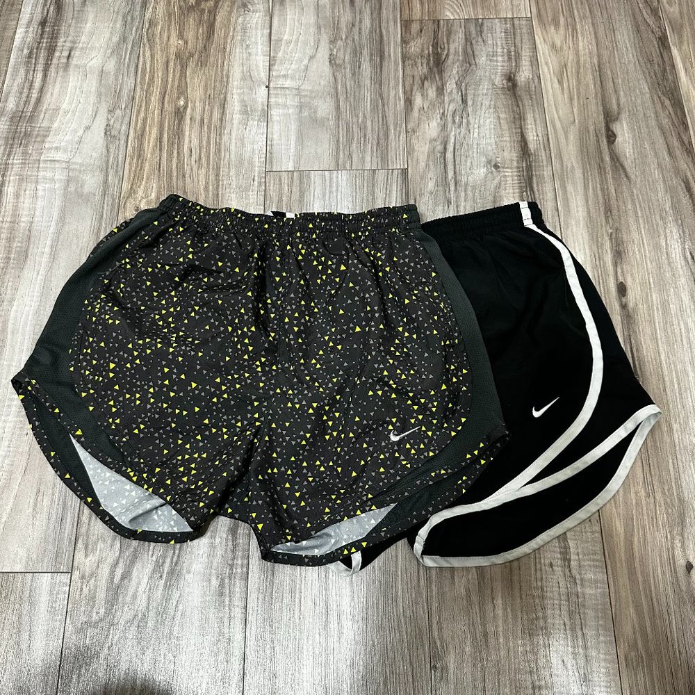 Nike Women DRI-FIT Tempo Running Shorts 3" Bundle Lot Of 2 Black & Dark Grey